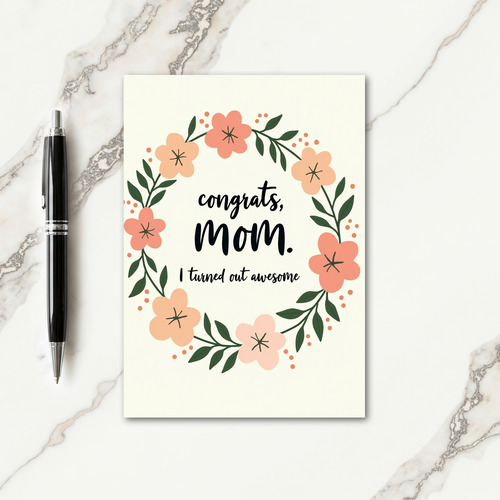 Floral Wreath Congrats Mom Card