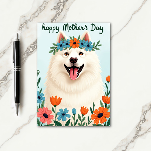 Floral Wreath Dog Mothers Day Card