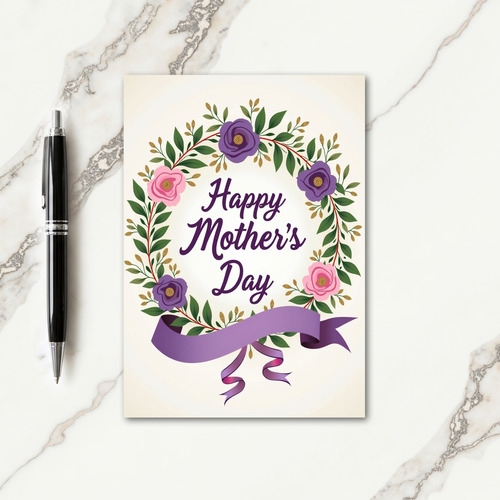 Floral Wreath Joyful Script Card