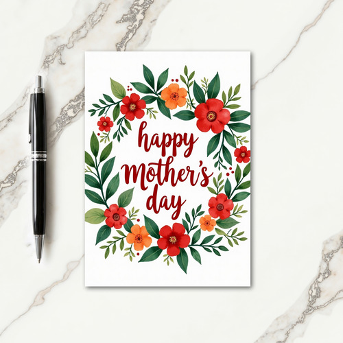 Floral Wreath Mothers Day Card