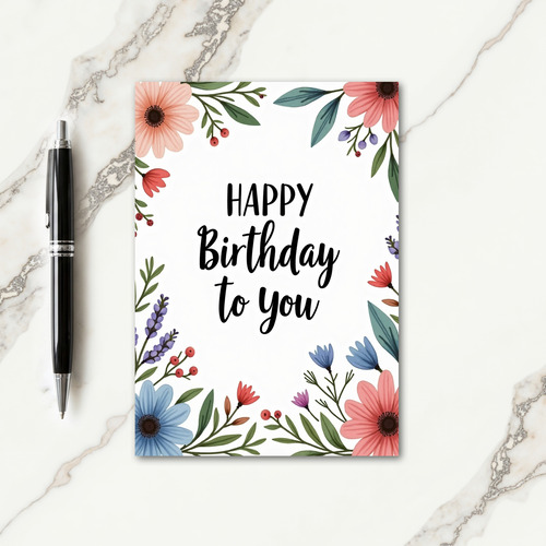 Flowing Script Birthday Card