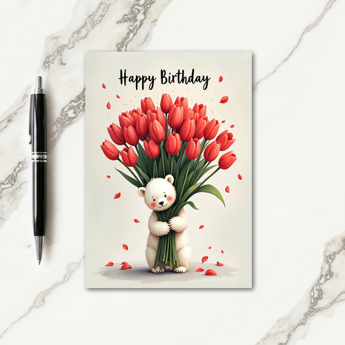 Fluffy Bear Birthday Card