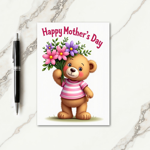 Fluffy Bear Mothers Day Card