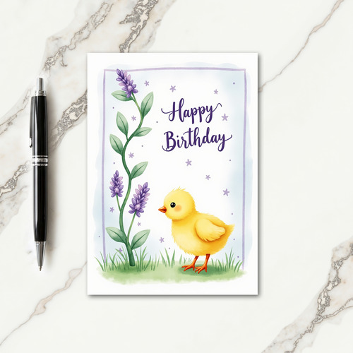 Fluffy Bird Birthday Card