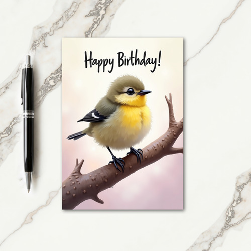 Fluffy Bird Birthday Wish Card