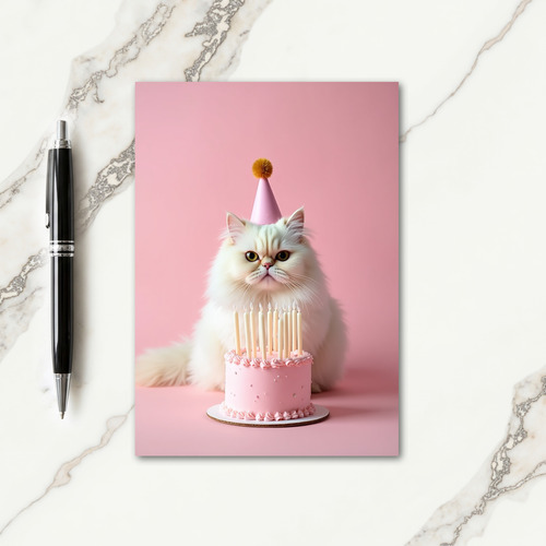Fluffy Birthday Cat Art Card