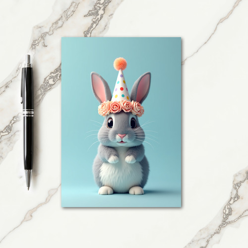 Fluffy Bunny Birthday Card