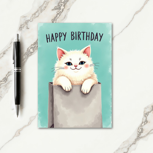 Fluffy Cat Birthday Card