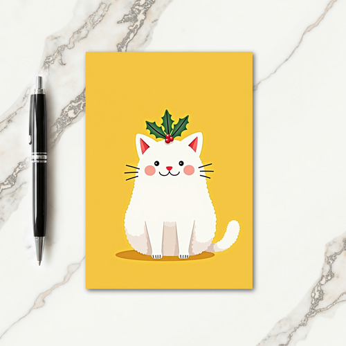 Fluffy Cat Christmas Card thumbnail