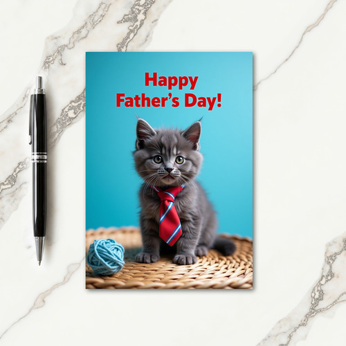 Fluffy Cat Fathers Day Portrait Card
