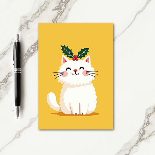 Fluffy Cat Joyful Christmas Card