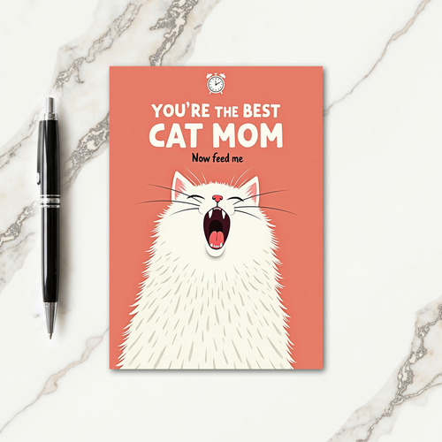 Fluffy Cat Mom Day Card