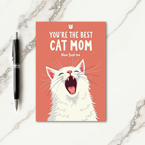 Fluffy Cat Mom Yell Card