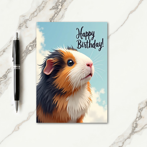 Fluffy Cavy Birthday Card