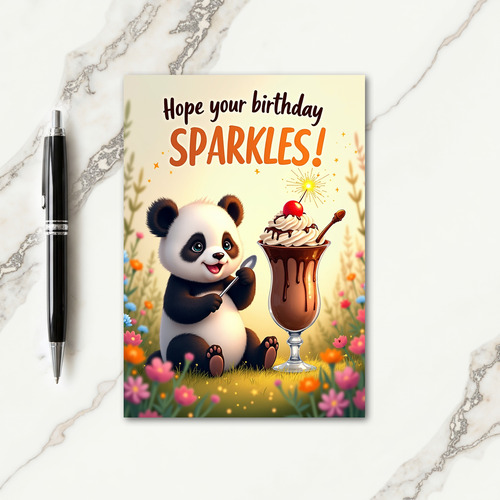Fluffy Creature Sparkling Birthday Card