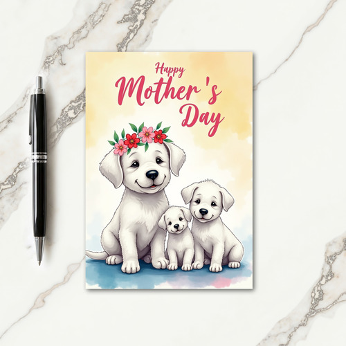 Fluffy Dogs Mothers Day Card
