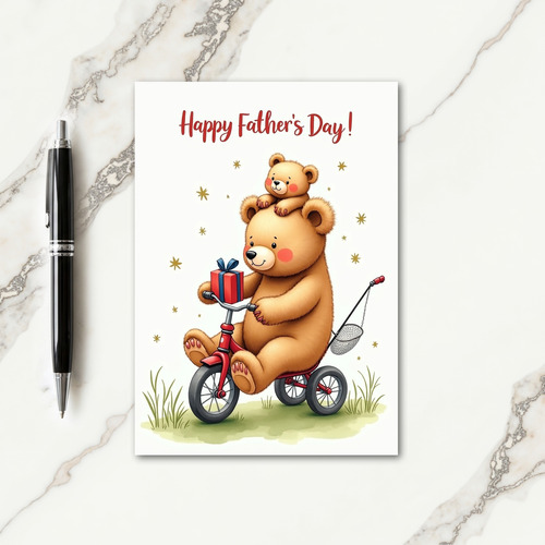 Fluffy Fathers Day Tricycle Card