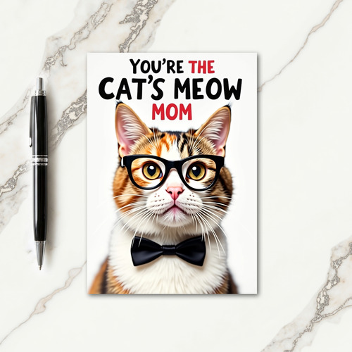 Fluffy Feline Best Mom Card