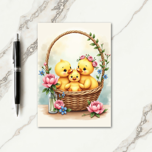 Fluffy Fledglings Basket Scene Card