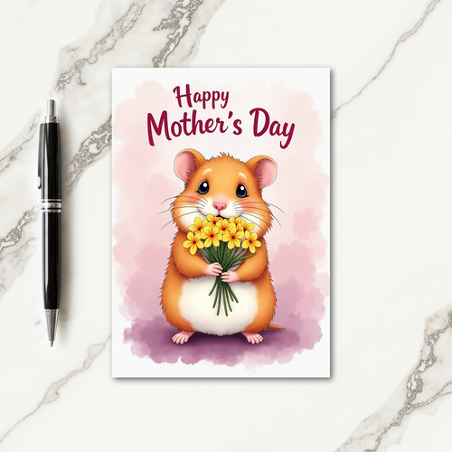 Fluffy Friend Mothers Day Blooms Card
