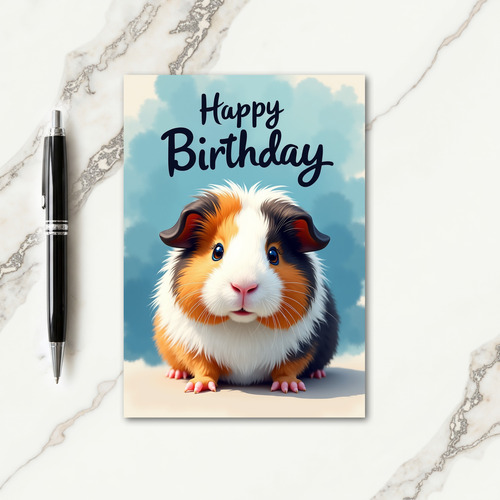 Fluffy Guinea Pig Birthday Card