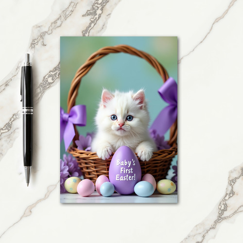 Fluffy Kitten Easter Greetings Card