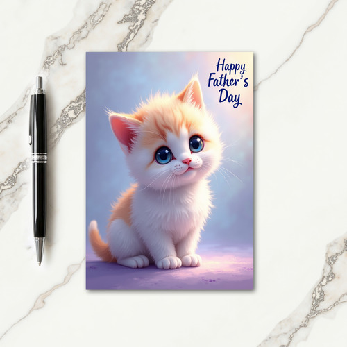 Fluffy Kitten Fathers Day Card