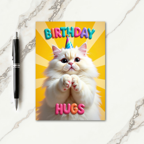 Fluffy Kitten Party Hat Card