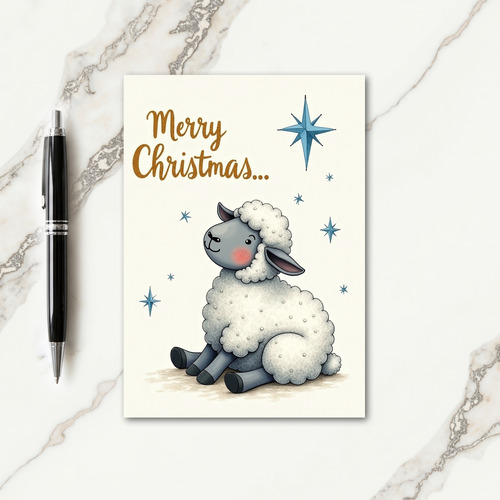 Fluffy Lamb Christmas Card