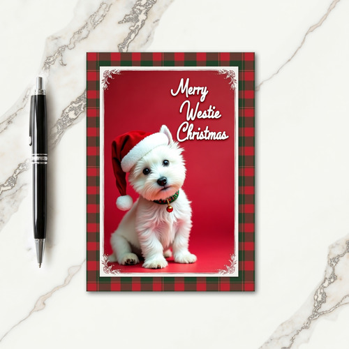 Fluffy Pup Christmas Hat Card
