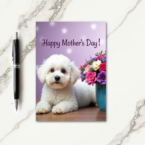 Fluffy Pup Mothers Day Card