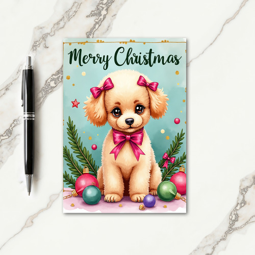 Fluffy Puppy Christmas Card