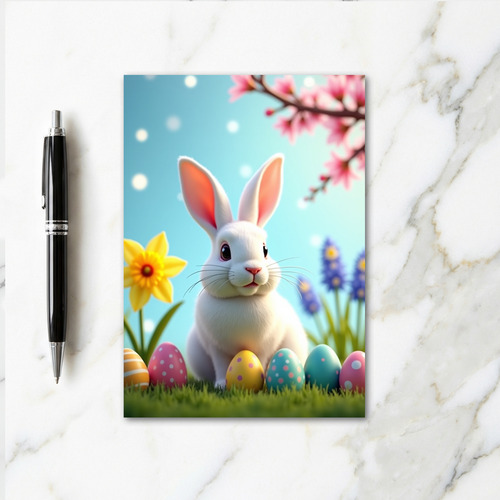 Fluffy Rabbit Springtime Holiday Card