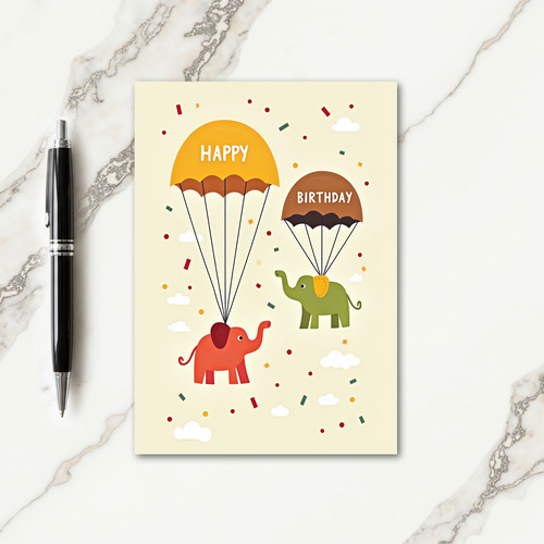 Flying Elephant Birthday Card