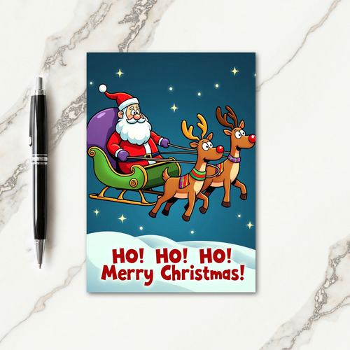 Flying Sleigh Christmas Card