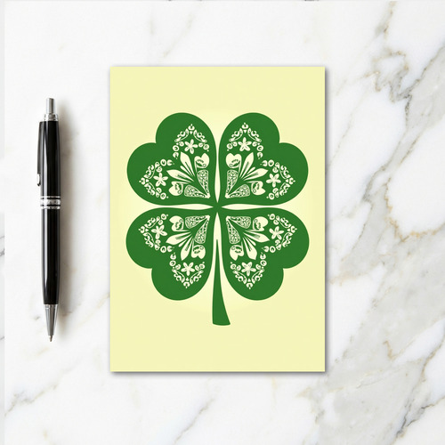 Foliate Clover Kraft Paper Look Card