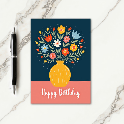 Folk Art Birthday Blooms Card
