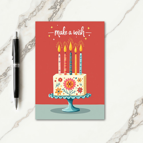 Folk Art Birthday Cake Card