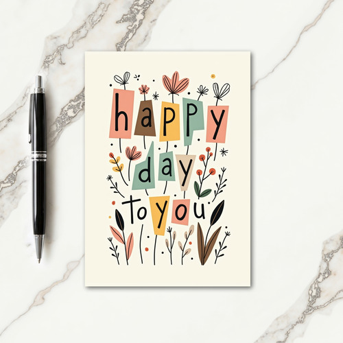 Folk Art Birthday Floral Card