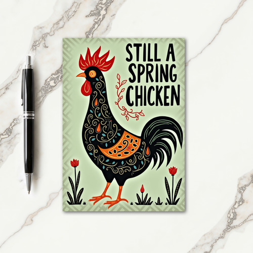 Folk Art Rooster Birthday Card