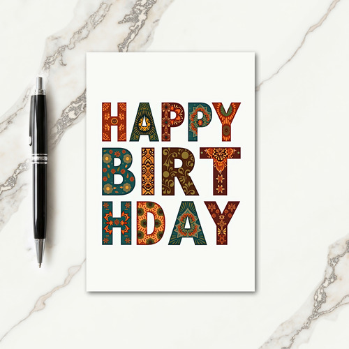 Folk Birthday Lettering Card