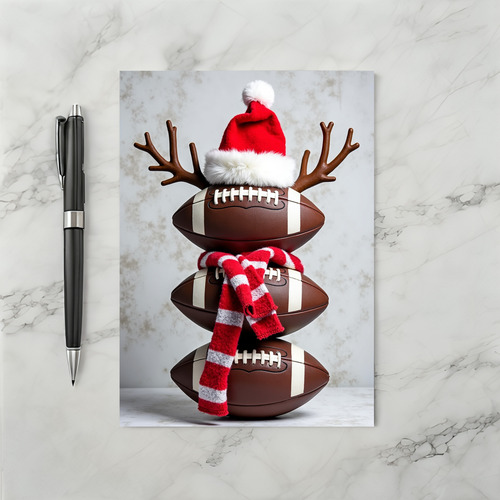 Football Snowman Christmas Card