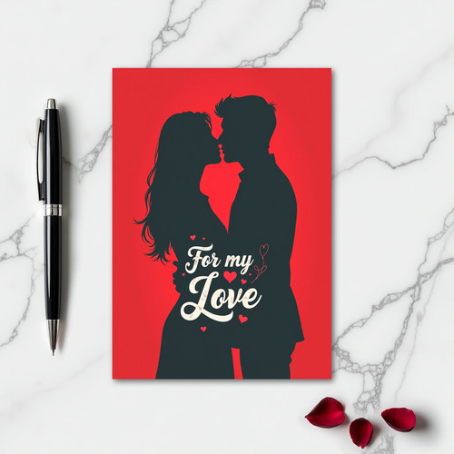 For My Love Kissing Couple Card