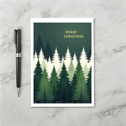 Forest Christmas Card - Modern Evergreen Tree Greeting