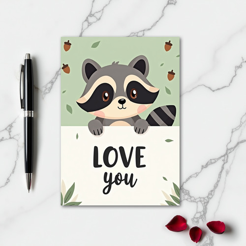 Forest Raccoon Love You Card