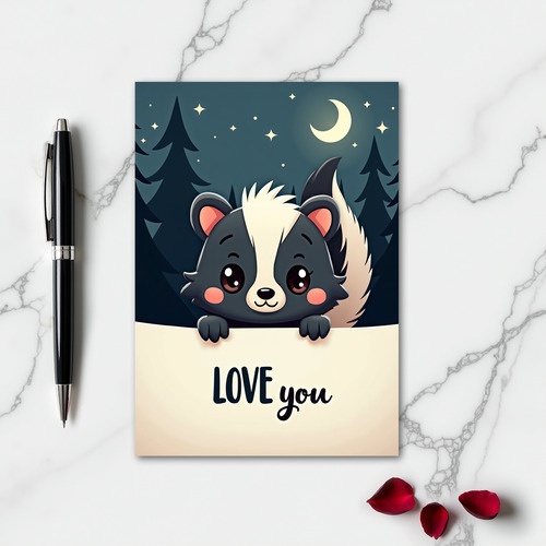 Forest Skunk Love You Moon Card