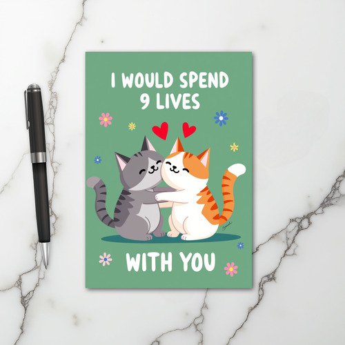Forever Love 9 Lives Cat Card