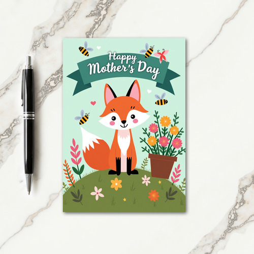 Fox Floral Mothers Day Card
