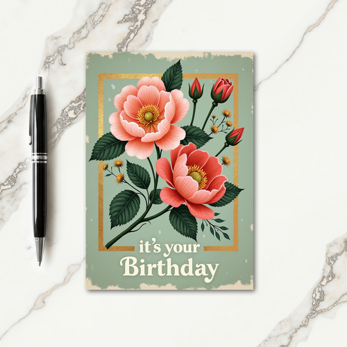 Framed Floral Birthday Card