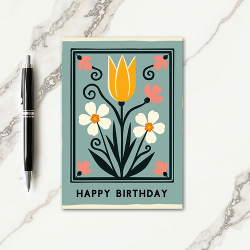 Framed Tulip Birthday Card